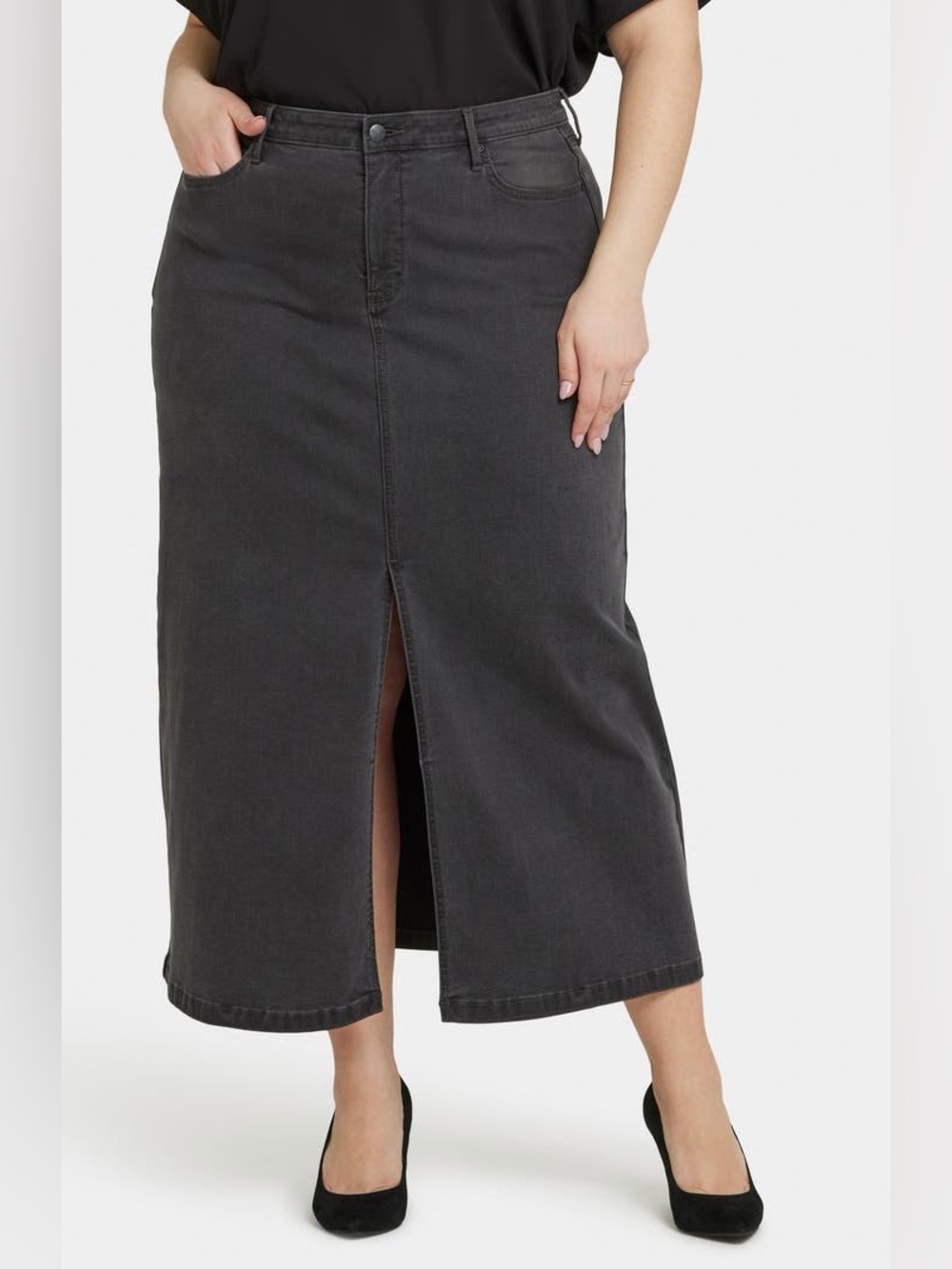 NYDJ High Rise Long Maxi Denim Skirt Cloud Stone Size 16W